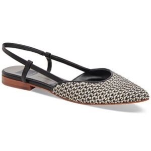 NIB Dolce Vita Narah Black/Natural Raffia Slingback Flats